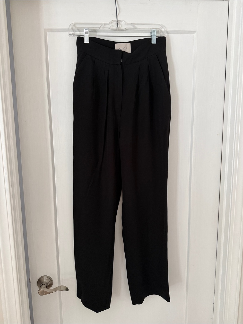 St. Agni Black High-Waist Pleated Trousers